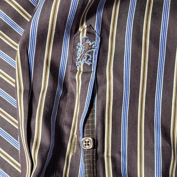 Bugatchi Men's Dress Shirt Size XXL Classic Fit Striped 2 Button Angle Cuff - Picture 6 of 9